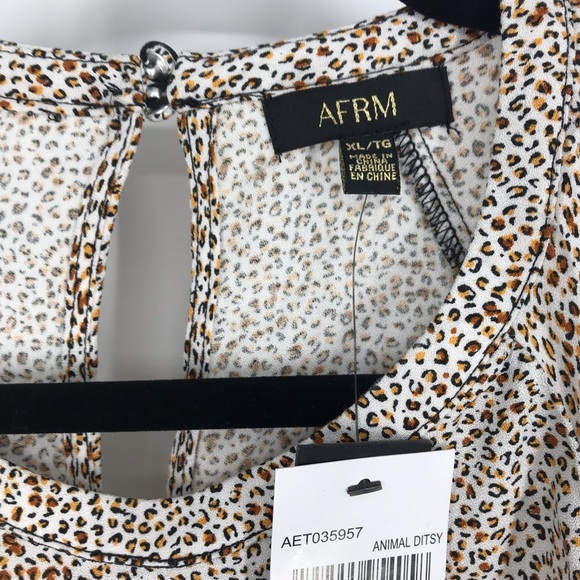 NWT AFRM puff sleeve leopard print crop top xl - Picture 3 of 12